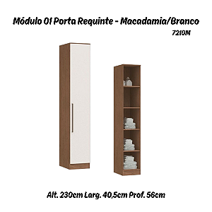 Módulo 01 Porta c/ Prateleiras Requinte - 7210M - Macadâmia / Branco - Móveis Castro
