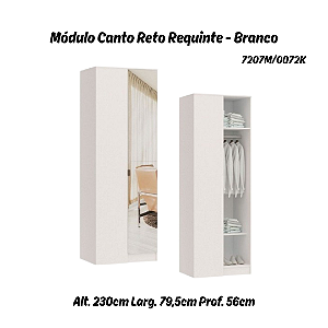 Módulo Canto Reto 01 Porta Requinte c/ Espelho - 7207M - Branco - Móveis Castro