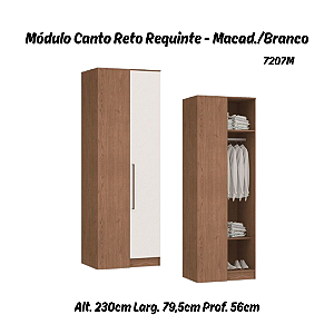 Módulo Canto Reto 01 Porta Requinte - 7207M - Macadâmia / Branco - Móveis Castro