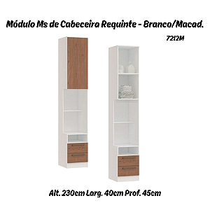 Módulo de Cabeceira Reta Requinte - 7212M - Branco / Macadâmia - Móveis Castro