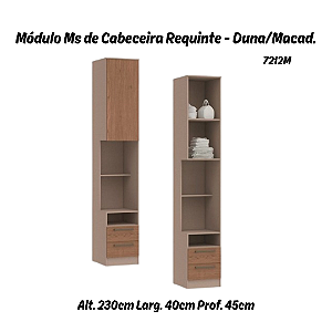 Módulo de Cabeceira Reta Requinte - 7212M - Duna / Macadâmia - Móveis Castro