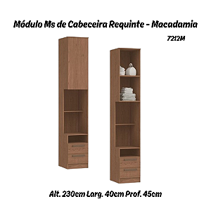 Módulo de Cabeceira Reta Requinte - 7212M - Macadâmia - Móveis Castro