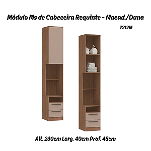 Módulo de Cabeceira Reta Requinte - 7212M - Macadâmia / Duna - Móveis Castro
