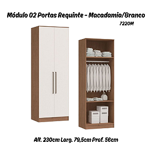 Módulo 02 Portas Requinte - 7220M - Macadâmia / Branco - Móveis Castro