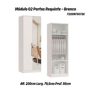 Módulo 02 Portas Requinte c/ 01 PT Espelho - 7220M - Branco - Móveis Castro