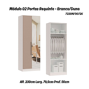 Módulo 02 Portas Requinte c/ 01 PT Espelho - 7220M - Branco / Duna - Móveis Castro
