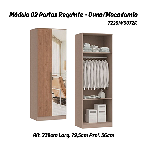 Módulo 02 Portas Requinte c/ 01 PT Espelho - 7220M - Duna / Macadâmia - Móveis Castro