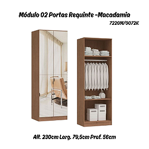 Módulo 02 Portas Requinte c/ 02 Pts Espelhos - 7220M - Macadâmia - Móveis Castro