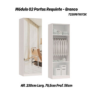Módulo 02 Portas Requinte c/ 02 Pts Espelhos - 7220M - Branco - Móveis Castro
