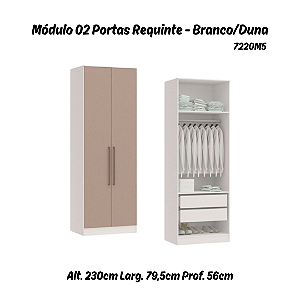 Módulo 02 Portas 02 Gvts 01 Cabideiro Requinte - 7220M5 - Branco / Duna - Móveis Castro