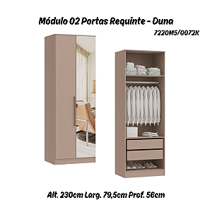 Módulo 02 Portas 02 Gvts 01 Cabideiro Requinte c/ 01 Pt Espelho - 7220M5 - Duna - Móveis Castro