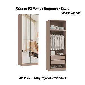 Módulo 02 Portas 02 Gvts 01 Cabideiro Requinte c/ 02 Pts Espelhos - 7220M5 - Duna - Móveis Castro