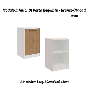 Módulo Inferior 01 Porta Requinte - 7231M - Branco / Macadâmia - Móveis Castro