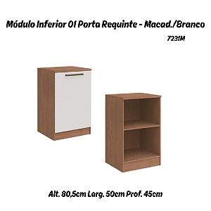 Módulo Inferior 01 Porta Requinte - 7231M - Macadâmia / Branco - Móveis Castro