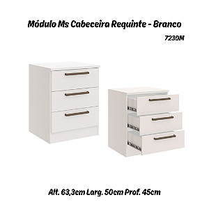 Módulo Mesa Cabeceira 03 Gavetas Requinte - 7230M - Branco - Móveis Castro