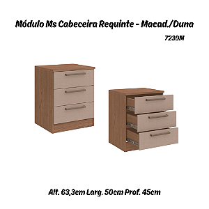 Módulo Mesa Cabeceira 03 Gavetas Requinte - 7230M - Macadâmia / Duna - Móveis Castro