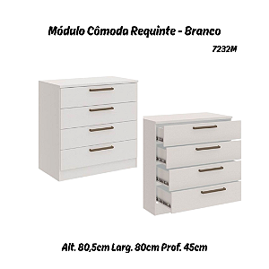 Módulo Cômoda 04 Gavetas Requinte - 7232M - Branco - Móveis Castro