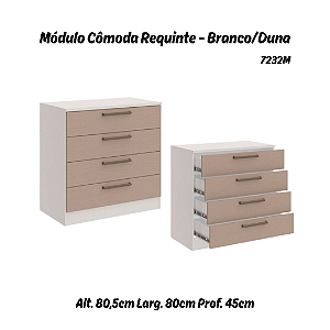 Módulo Cômoda 04 Gavetas Requinte - 7232M - Branco / Duna - Móveis Castro