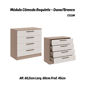 Módulo Cômoda 04 Gavetas Requinte - 7232M - Duna / Branco - Móveis Castro