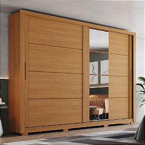 Roupeiro 02 Portas Deslizantes Palace c/ Espelho - D237-1214 - Cinamomo - Móveis Henn