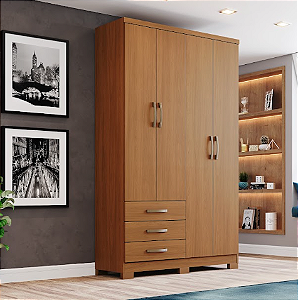 Roupeiro 04 Portas 03 Gavetas Cajú - DA135-214 - Cinamomo - Móveis Henn