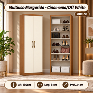 Multiuso Margarida 02 Portas - D110-221 - Cinamomo/Off White - Móveis Henn