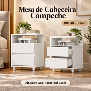 Mesa Cabeceira Campeche - D07-10 - Branco - Móveis Henn