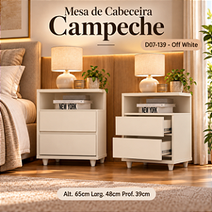 Mesa Cabeceira Campeche - D07-139 - Off white - Móveis Henn