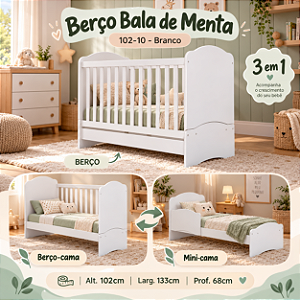 Berço Bala de Menta Minicama - I02-10 - Branco - Móveis Henn