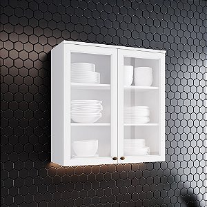 Aéreo 02 Portas com Vidro 80cm - C366-05 - Branco - Linha Americana - Móveis Henn