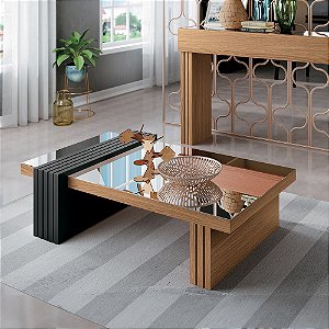 Mesa de Centro Luna com Espelho - Ref. 5094 - Freijó / Preto - Hb Móveis