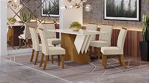Conjunto de Mesa Épic + Cadeiras Vita Linho - Móveis Henn