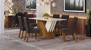 Conjunto de Mesa Épic + 06 Cadeiras Vita Marrom - Móveis Henn