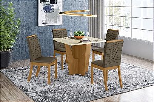 Conjunto de Mesa Vértice 90 + 04 Cadeiras Isa Bege - Móveis Henn