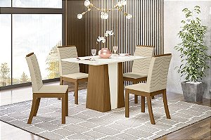 Conjunto de Mesa Orus + 04 Cadeiras Isa Linho - Móveis Henn