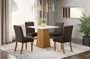 Conjunto de Mesa Dora + Cadeiras Vita Marrom - Móveis Henn