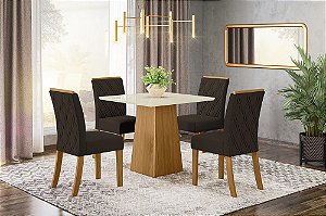 Conjunto de Mesa Dora + Cadeiras Vita Marrom - Móveis Henn