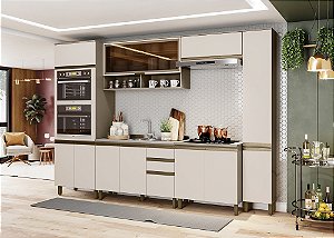 Cozinha Modulada 07 Pçs - Linha Connect - Duna / Cristal - Móveis Henn