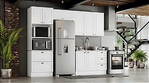 Cozinha Modulada 04 Pçs - Linha Americana - Branco - Móveis Henn