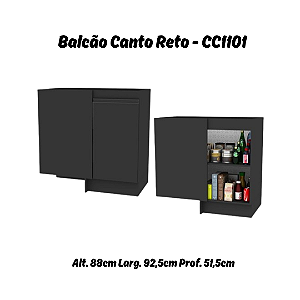 Balcão 01 Porta Canto Reto - Ref. CC1101 - Onix - Linha DA CASA - Móveis Primavera