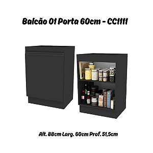 Balcão 01 Porta 60cm - Ref. CC1111 - Onix - Linha DA CASA - Móveis Primavera