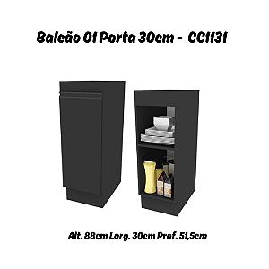 Balcão 01 Porta 30cm - Ref. CC1131 - Onix - Linha DA CASA - Móveis Primavera
