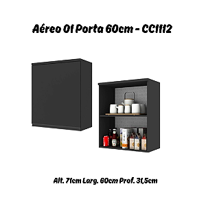 Aéreo 01 Porta 60cm - Ref. CC1112 - Onix - Linha DA CASA - Móveis Primavera