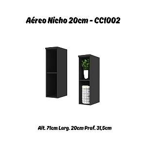 Aéreo Nicho 20cm - Ref. CC1002 - Onix - Linha DA CASA - Móveis Primavera