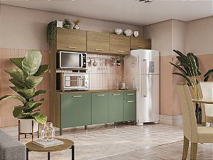 Cozinha Compacta Ref. L780A - Nogueira / Verde - Kappesberg