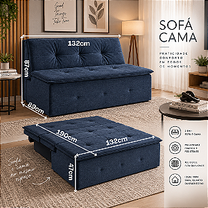 Sofá Cama City s/ Braço Casal - Estofados Rincão