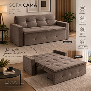 Sofá Cama City c/ Braços Casal - Estofados Rincão