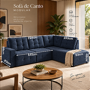 Sofá de Canto Retrátil Argo 02 Módulos - Estofados Rincão