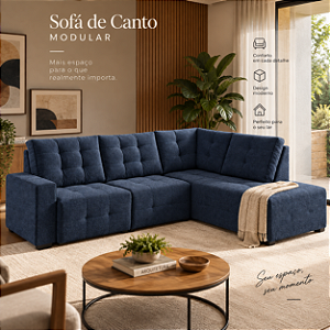 Sofá de Canto Retrátil Argo 02 Módulos - Estofados Rincão