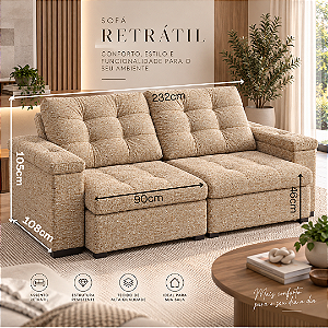 Sofá Retrátil e Reclinável EDGE 232cm - Estofados Rincão
